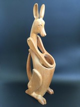 Vintage Mid Century Modern Hand Carved Wood Kangaroo Wine Bottle Holder ... - $105.00