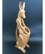 Vintage Mid Century Modern Hand Carved Wood Kangaroo Wine Bottle Holder ... - £82.70 GBP