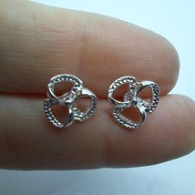 Earrings Clover Knots Silver Tone - £5.45 GBP