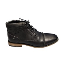 Steve Madden Jotter Combat Ankle Boots Mens 8.5 Black Leather Side Zip EUC - $62.70