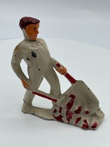 Vintage Manoil Barclay Lead Figure Man With Wheel Barrow 41/20 Antique Toy 1940s - £7.60 GBP