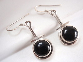 Black Onyx 925 Sterling Silver Earrings Dangle Corona Sun Jewelry Cross Bar - £15.14 GBP