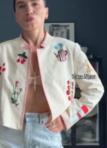 ZARA BNWT 2025. ECRU EMBROIDERED JACKET BLAZER COTTON. 4786/206/712 - $3,274.38 MXN