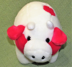 9&quot; Walmart Plush Cow White Pink Polka Dot Roly Poly Calf Soft Stuffed Animal - £12.04 GBP