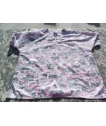 Scrub H.Q. White Gray Pink Cancer Ribbon Heart &amp; Floral Design Scrub Top... - €8,70 EUR