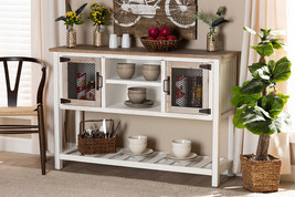 Savitri Weathered Two-Tone White and Oak Brown 2-Door Dining Room Buffet - $3,478.80 MXN