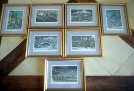 Lot (7) Ernst Geissendorfer Small Framed Art Prints / Cards (signed) W. Germany - £46.25 GBP