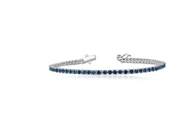 2.60 Carat Round Blue Diamond Tennis Bracelet 14k White Gold 7&quot; - £1,330.18 GBP