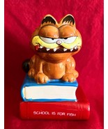 1981 Enesco Garfield Ceramic Figure Sitting On Books School is for Fish - $224.48 MXN