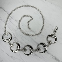 Moon and Star Silver Tone Metal Chain Link Belt OS One Size - $16.82