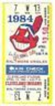 1984 Cleveland Indians Opening Day Full Ticket vs Orioles - £53.46 GBP