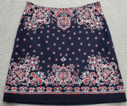 Talbots Pencil Skirt Womens Sz 6 Multi Paisley Cotton Lined Regular Fit Side Zip - $23.09