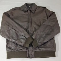 Context Brown Leather Bomber Jacket Men&#39;s Medium M Coat Motorcycle Full ... - €33,89 EUR
