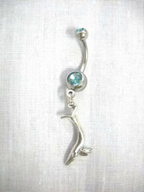 New Pewter Full Body Deep Sea Whale 14g Oc EAN Marine Blue Cz Belly Ring Barbell - £4.73 GBP