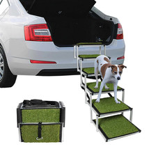 Foldable Aluminum Alloy 6 Steps Dog Stairs with Artificial Turf Non-Slip Surf... - £129.36 GBP