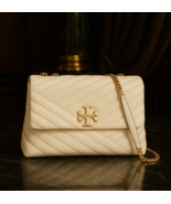 NEW Tory Burch New Cream/Rolled Brass Kira Chevron Convertible Shoulder ... - $839.91 CAD