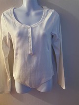 Women&#39;s Gap Rib Henley Bodysuit Long Sleeve Off White Shirts Size M L XL... - £13.35 GBP