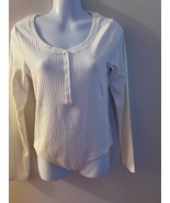 Women&#39;s Gap Rib Henley Bodysuit Long Sleeve Off White Shirts Size M L XL... - £14.08 GBP