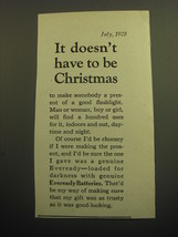 1928 Eveready Batteries Ad - It doesn't have to be Christmas - $18.49