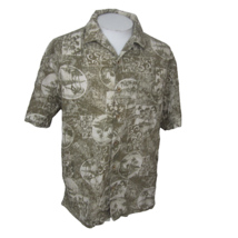 Caribbean Joe vtg Men Hawaiian camp shirt p2p 24 L aloha luau tropical monochrom - £19.35 GBP