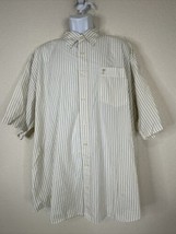 Palm Beach Men Size 2XT Beige/Wht Striped Button Up Shirt Short Sleeve P... - $11.45