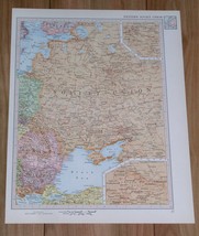 1951 Original Vintage Map Western Russia Soviet Union Ukraine Spanish Morocco - $25.27