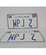 Virginia 1976 License Plate PAIR # WP J 2 Congressman W.p. Jennings  - $39.55