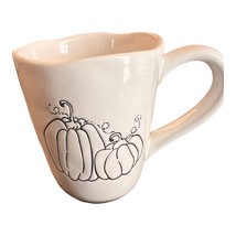 Pier 1 Fall Harvest Etched Pumpkins 14oz Stoneware Mug Cup with Wavy Rim - £11.07 GBP