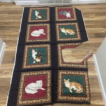 Concord Fabrics by The Kesslers 7 Fabric Pillow Panels with Cats Vintage - $21.84