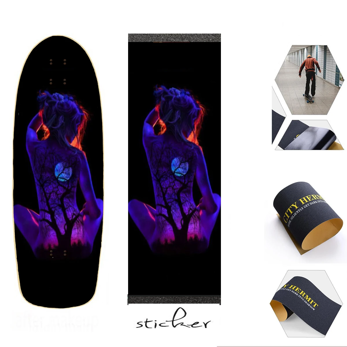 Skated Double er Sandpaper 84*23cm Spray Emery Electric Scooter Skate d Deck Gri - £127.86 GBP