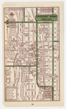 1951 Original Vintage Map Of Spokane Washington Downtown Business Center - £15.74 GBP
