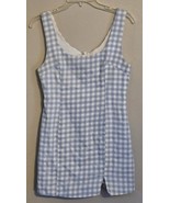Mable Blue White Gingham Check Sleeveless Mini Dress Lined Front Slit Si... - €20,43 EUR