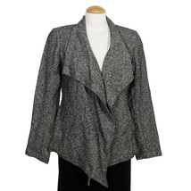 EILEEN FISHER Charcoal Gray Distorted Cotton Herringbone Cascading Jacket - £135.88 GBP