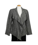 EILEEN FISHER Charcoal Gray Distorted Cotton Herringbone Cascading Jacket - $231.48 CAD