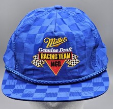 VINTAGE Miller Genuine Draft Racing Team MGD Blue Checkered Adjustable H... - £14.70 GBP