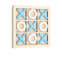 10 Piece Premium Solid Wooden Tic Tac Toe Board Game - New - Blue - $12.99