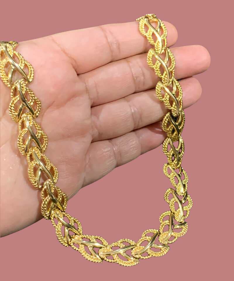 vintage texture gold plated necklace choker 18” - $34.78