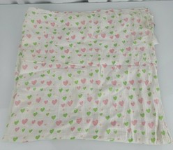 Aden + Anais Baby Girl White Pink Green Heart Cotton Muslin Swaddle Blanket - $34.64