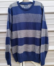 American Rag Striped Sweater Grandpa - Navy Blue/Gray - Men&#39;s Size L - £23.18 GBP