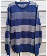American Rag Striped Sweater Grandpa - Navy Blue/Gray - Men&#39;s Size L - $40.69 CAD