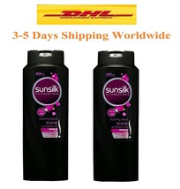 2X Sunsilk Stunning Black Shampoo For Shiny Black Hair Soap Free 600 ml - £45.81 GBP
