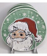 4 Ceramic Dinner Plates ELI + ANA Sammy Santa Green Christmas Holiday 10... - $78.16