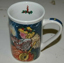 Christmas Angel Holding Candle Coffee Tea Mug Ceramic Festive Holiday - £10.26 GBP