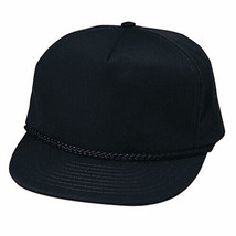 Black Trucker Hat 5 Panel Cotton Twill Adjustable Snap Back Hat 1dz TGCS... - £75.48 GBP