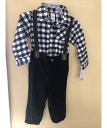 Carter&#39;s Boy&#39;s Cotton Checker Bodysuit Suspenders &amp; Corduroy Pants Set 1... - $14.84