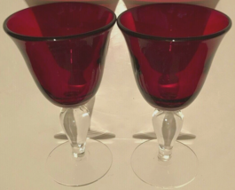 $25 Set 2 Gibson Colonial Stemware Ruby Red Bell Shaped Water Wine Goble... - $24.75