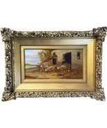 Antique Eugene Fromentin Oil Painting Pastoral Landscape Sheep Cottage F... - £1,087.62 GBP
