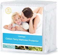 Linenspa Cotton Terry Waterproof Mattress Protector - Top, Twin Xl, White - $31.99