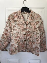 Vintage C.M Shapes Floral Print Satiny Blazer Jacket Size Medium Lined VGPC - £17.12 GBP
