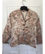 Vintage C.M Shapes Floral Print Satiny Blazer Jacket Size Medium Lined VGPC - £16.28 GBP